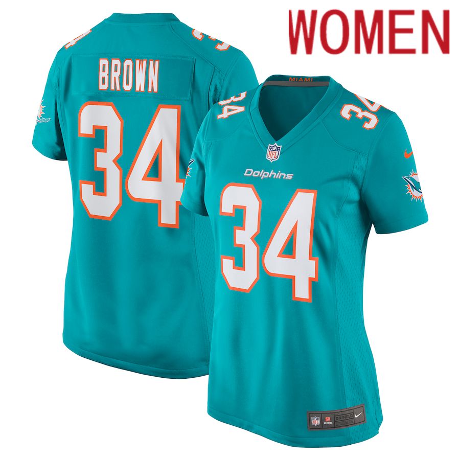 Women Miami Dolphins #34 Malcolm Brown Nike Green Game NFL Jersey